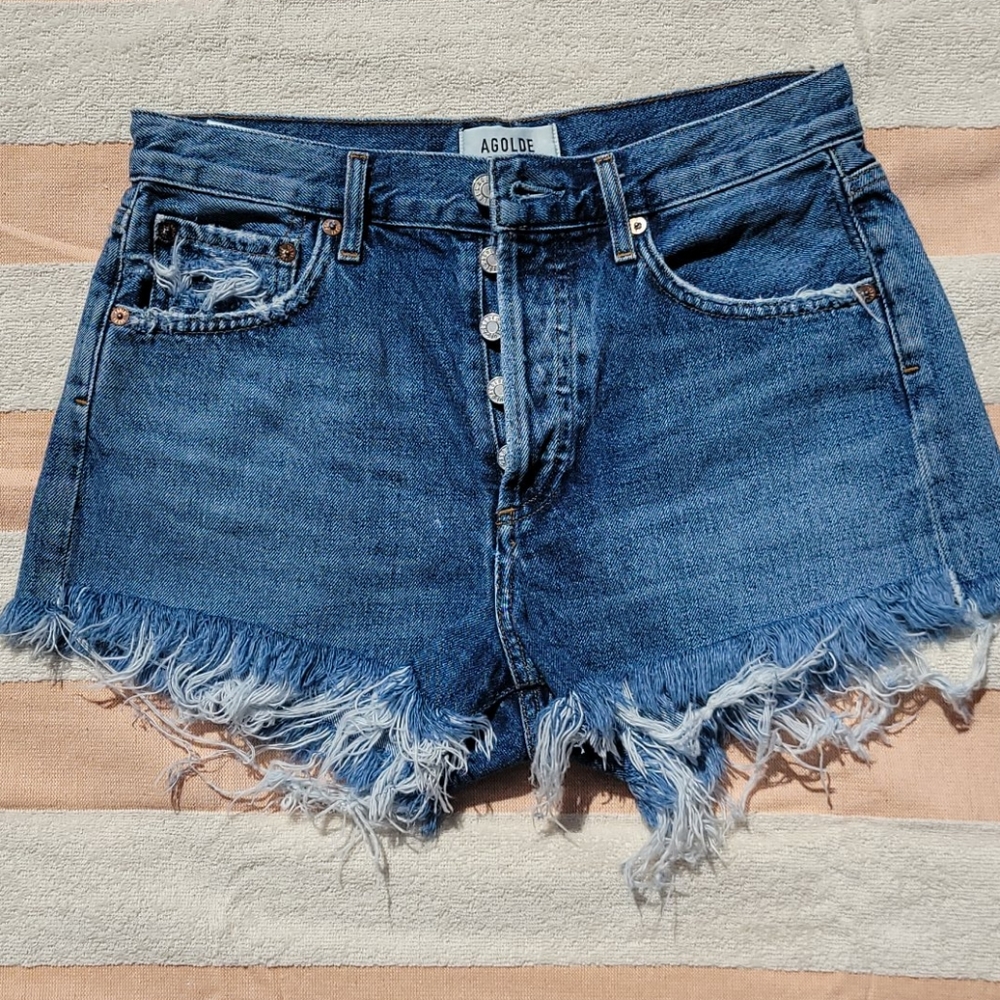 AGOLDE Parker Vintage Frayed-Hem Denim Shorts
